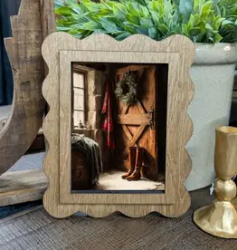 Redeemed Decor Scalloped Framed Art, Christmas Doorway 6x8"
