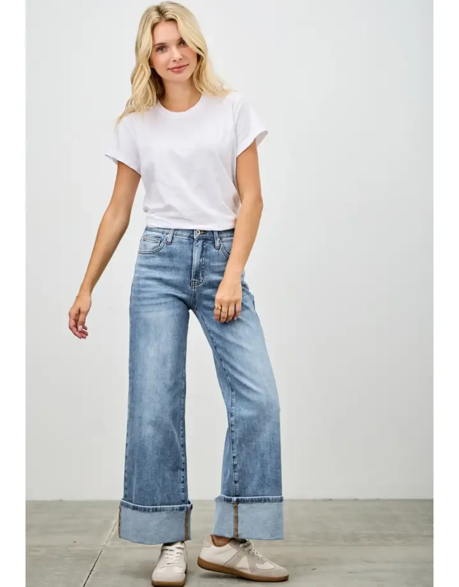 Saige Denim Mid Rise Cuffed Jeans