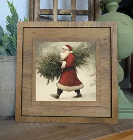 Redeemed Decor Square Framed Art, Santa With Tree