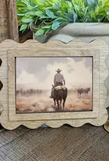 Redeemed Decor Scalloped Framed Art, Cattle Drive 6x8"