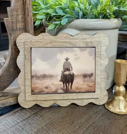 Redeemed Decor Scalloped Framed Art, Cattle Drive 6x8"