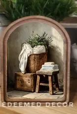 Redeemed Decor Arch Top Framed Art, Towel Baskets 8x11"