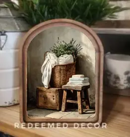 Redeemed Decor Arch Top Framed Art, Towel Baskets 8x11"