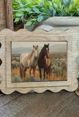 Redeemed Decor Scalloped Framed Art, Two Horses 6x8"