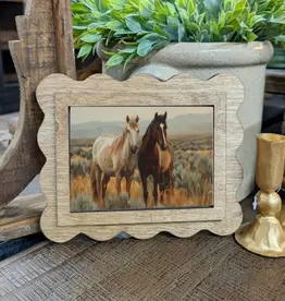 Redeemed Decor Scalloped Framed Art, Two Horses 6x8"