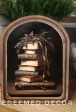 Redeemed Decor Scalloped Framed Art, Christmas Books 6x8"