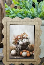 Redeemed Decor Scalloped Framed Art, Pumpkin Wagon 6x8"