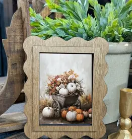 Redeemed Decor Scalloped Framed Art, Pumpkin Wagon 6x8"