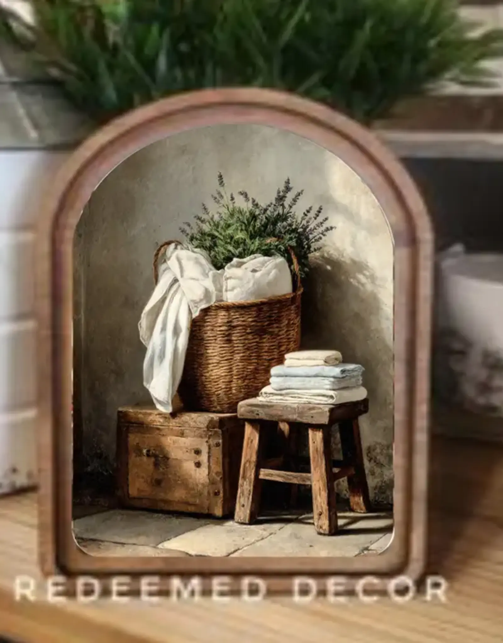 Redeemed Decor Arch Top Framed Art, Towel Baskets