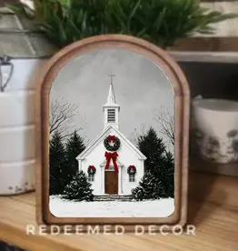 Redeemed Decor Arch Top Framed Art,  Christmas Church