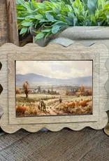 Redeemed Decor Scalloped Framed Art, Pumpkin Field 6x8"