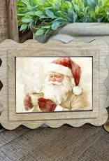 Redeemed Decor Scalloped Framed Art, Cocoa Santa 6x8"