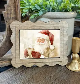 Redeemed Decor Scalloped Framed Art, Cocoa Santa 6x8"