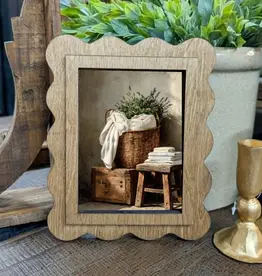 Redeemed Decor Scalloped Framed Art, Towel Basket 6x8"