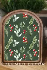 Redeemed Decor Arch Top Framed Art, Green With Berries 8x11"