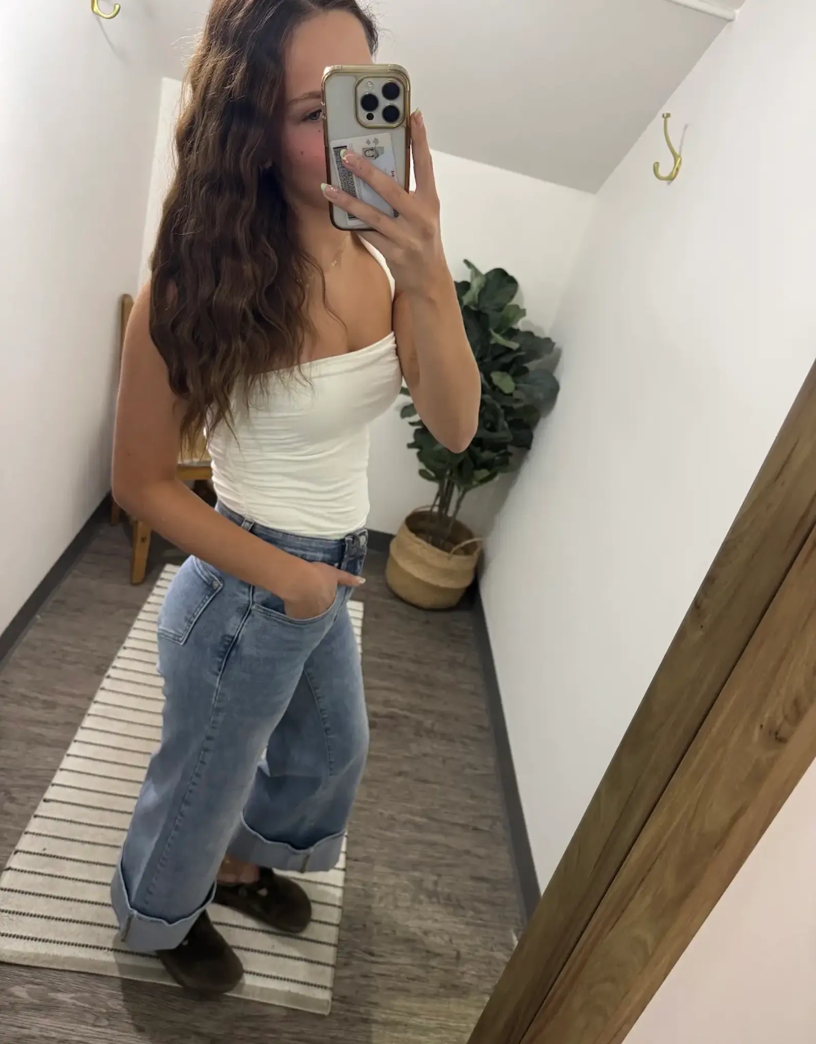 Saige Denim Mid Rise Cuffed Jeans