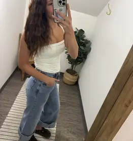 Saige Denim Mid Rise Cuffed Jeans