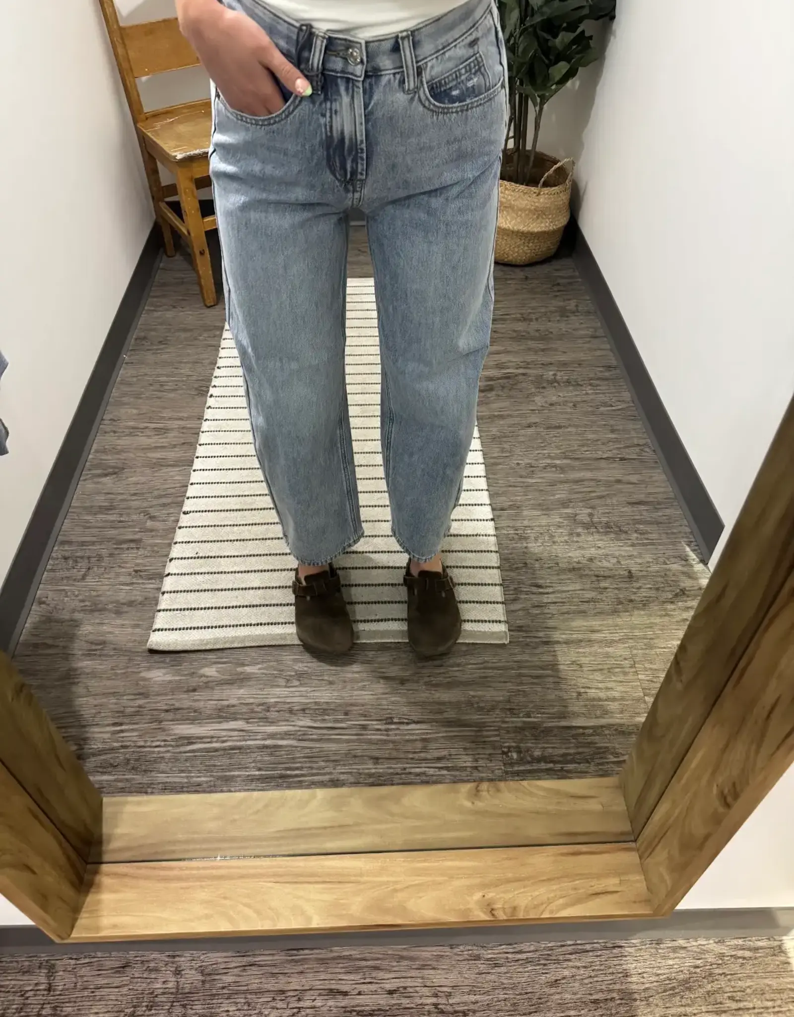 Saige Denim High Rise Curve Barrel Leg Jeans