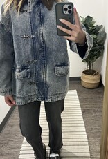 Blu Pepper Contrast Collar Latch Hook Denim Jacket