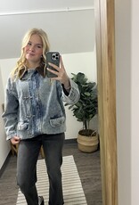 Blu Pepper Contrast Collar Latch Hook Denim Jacket