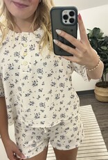 Blu Pepper Floral Boxy Ribbed Knit Lounge Top