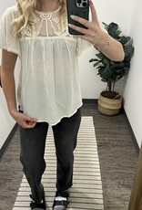 Blu Pepper Lace Short Sleeve Top