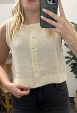 Blu Pepper Textured Button Down Sleeveless Top
