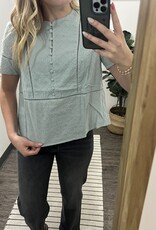 Listicle Eyelet Button Front Short Sleeve Blouse