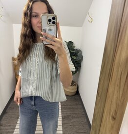 Listicle Striped Blouse With Embroidery