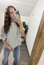 Listicle Striped Blouse With Embroidery
