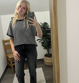 Very J Scallop Trim Stripe Knit Top