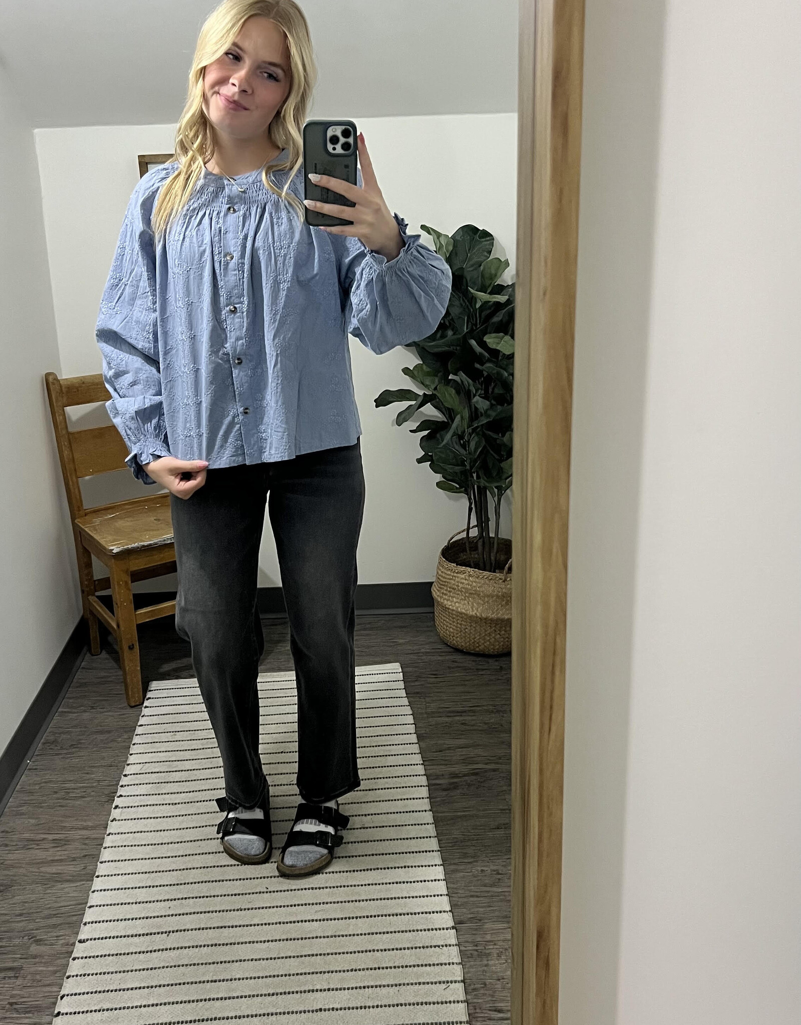Listicle Floral Embroidered Blouse