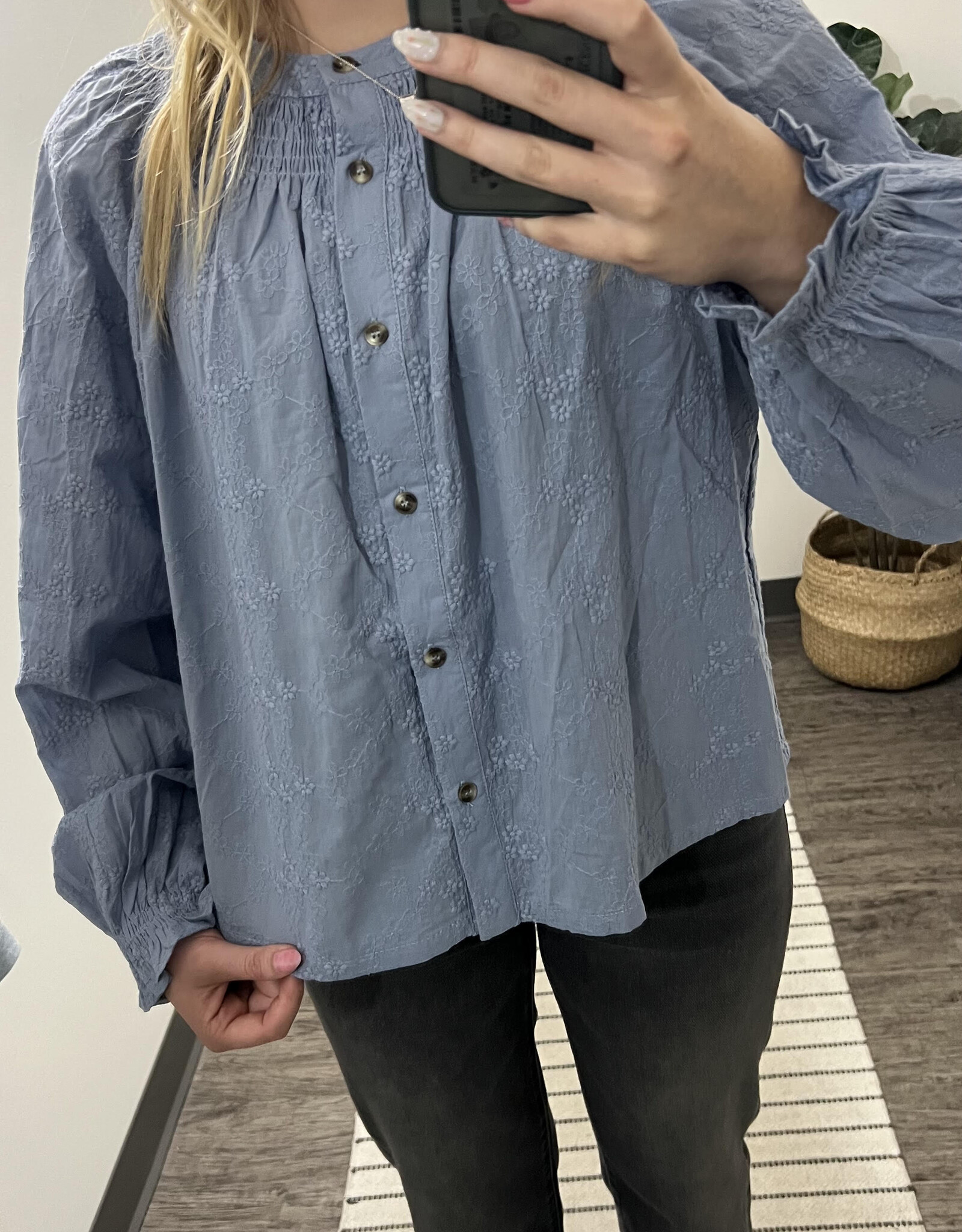 Listicle Floral Embroidered Blouse