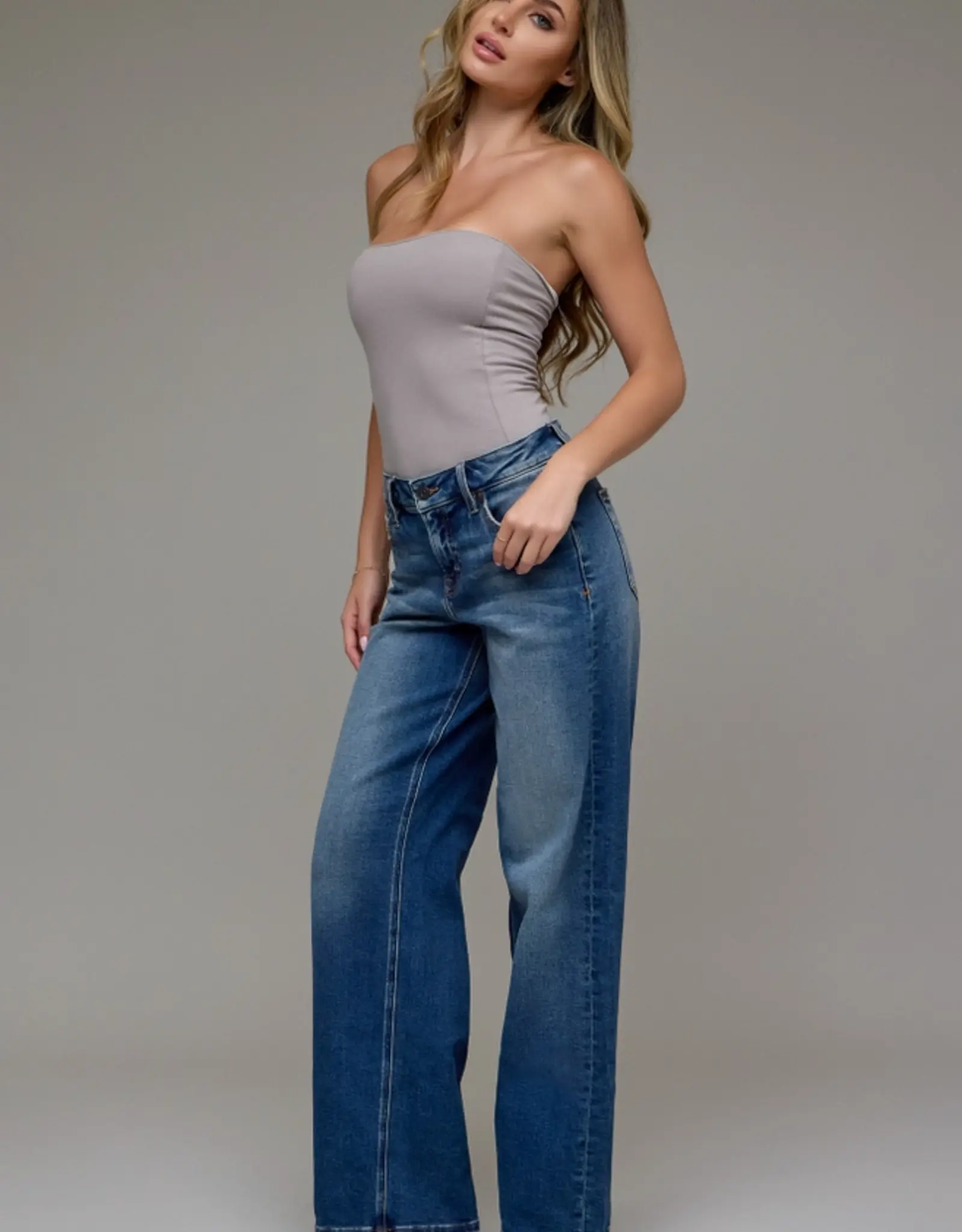 Hidden Mid Rise Dark Vintage Dad Jeans