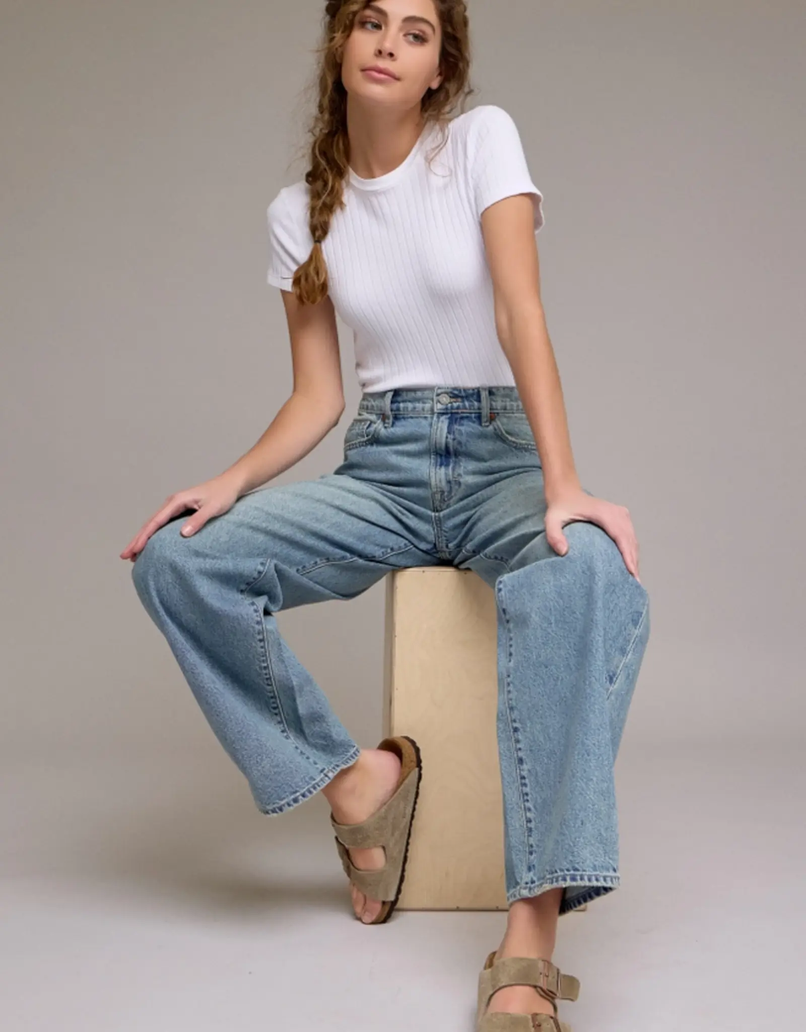 Hidden High Rise Vintage Wash Baggy Jeans