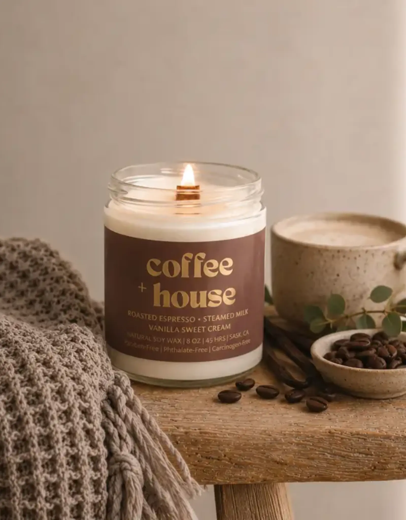 Prairie Creek Candles Wood Wick Candle, Coffee House 8oz