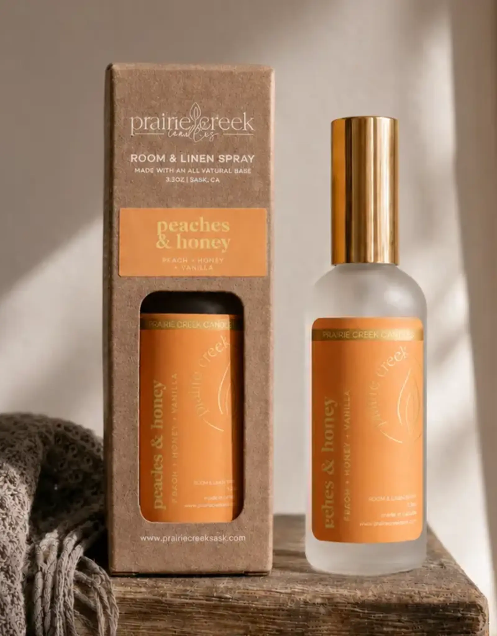 Prairie Creek Candles Room Spray, Peaches & Honey