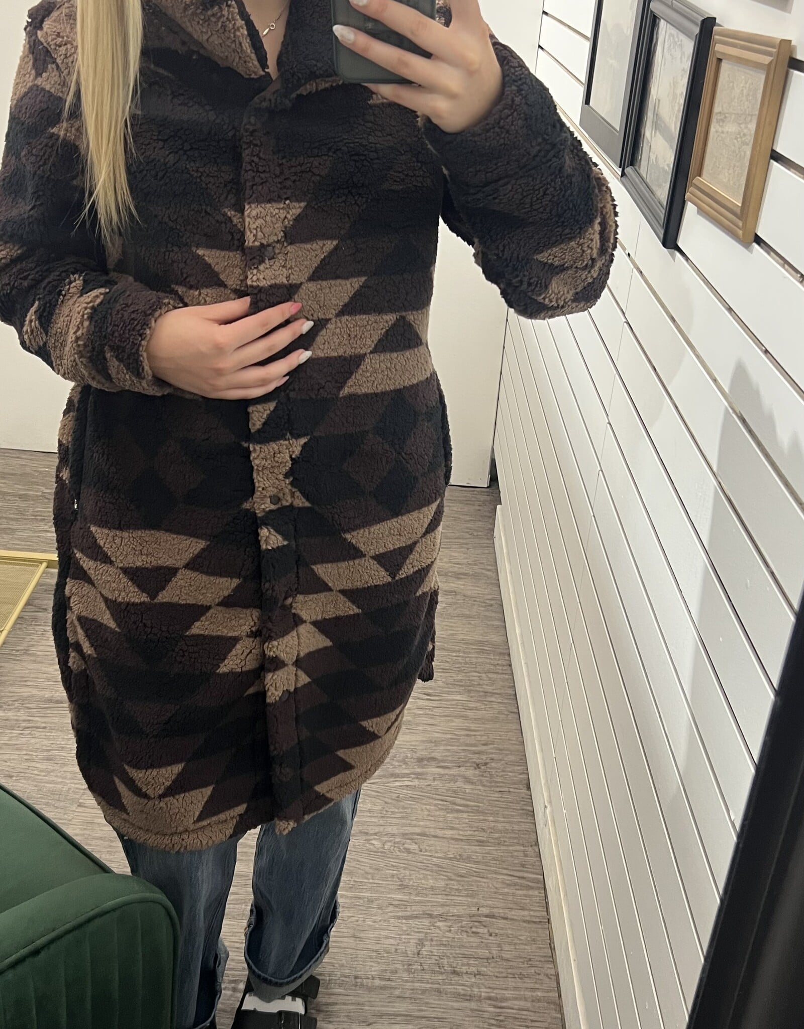 LIV Outdoor Ainsley Sherpa Snap-Front Long Jacket