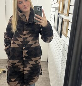 LIV Outdoor Ainsley Sherpa Snap-Front Long Jacket