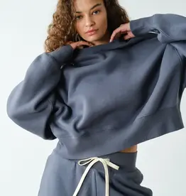 Mono B Cloud Fleece Balloon Sleeve Crewneck