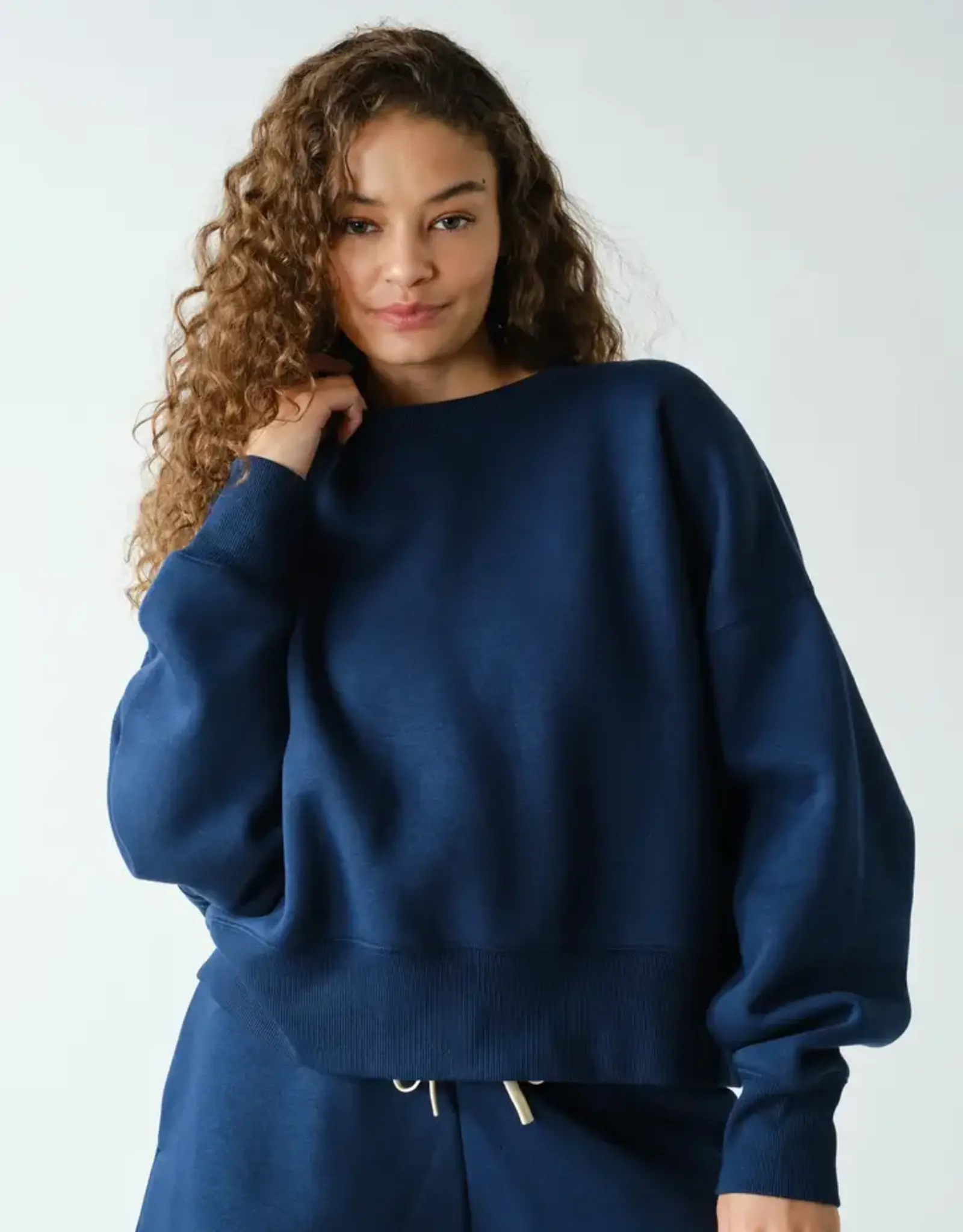 Mono B Cloud Fleece Balloon Sleeve Crewneck