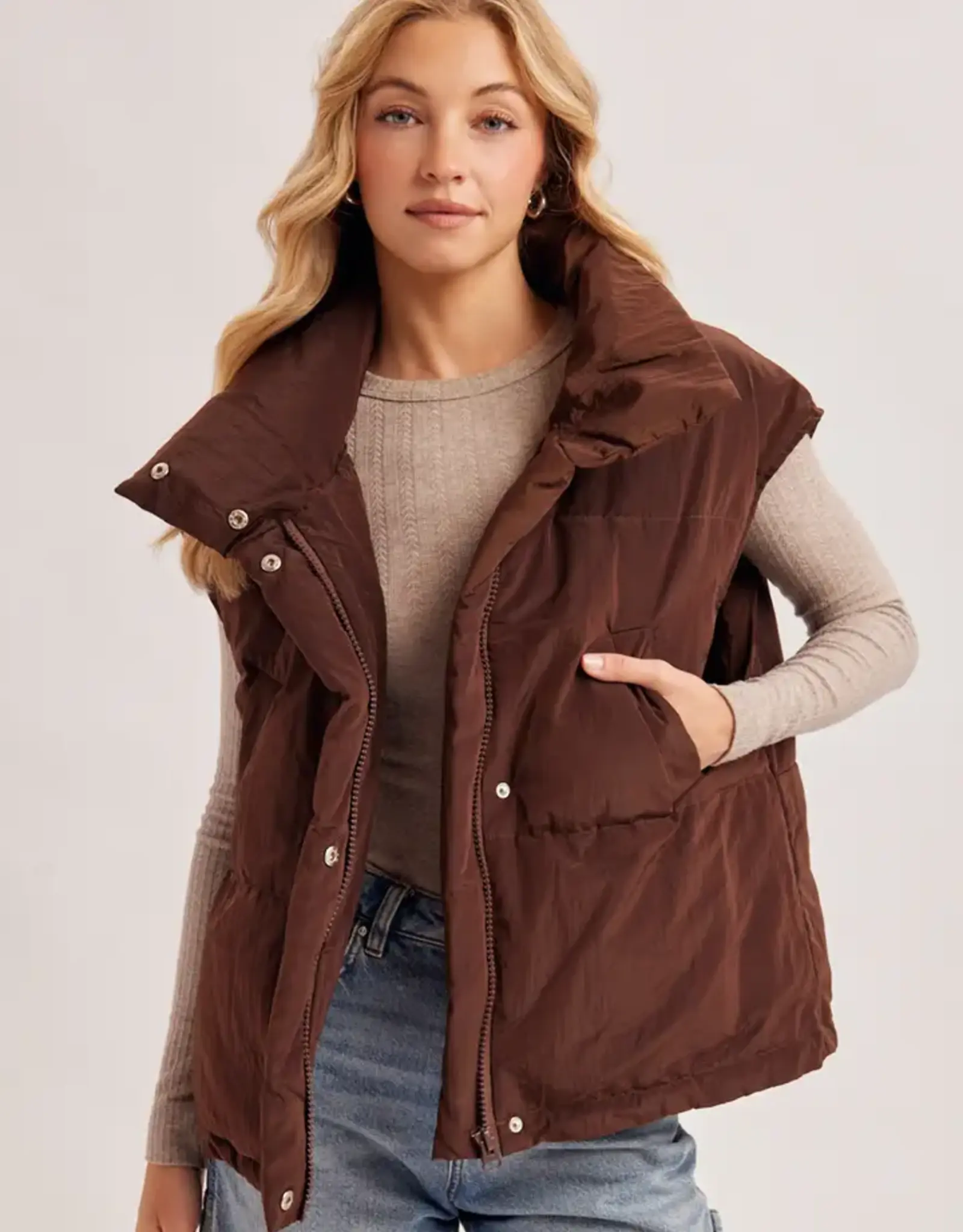 High Neck Quilted Puffer Vest