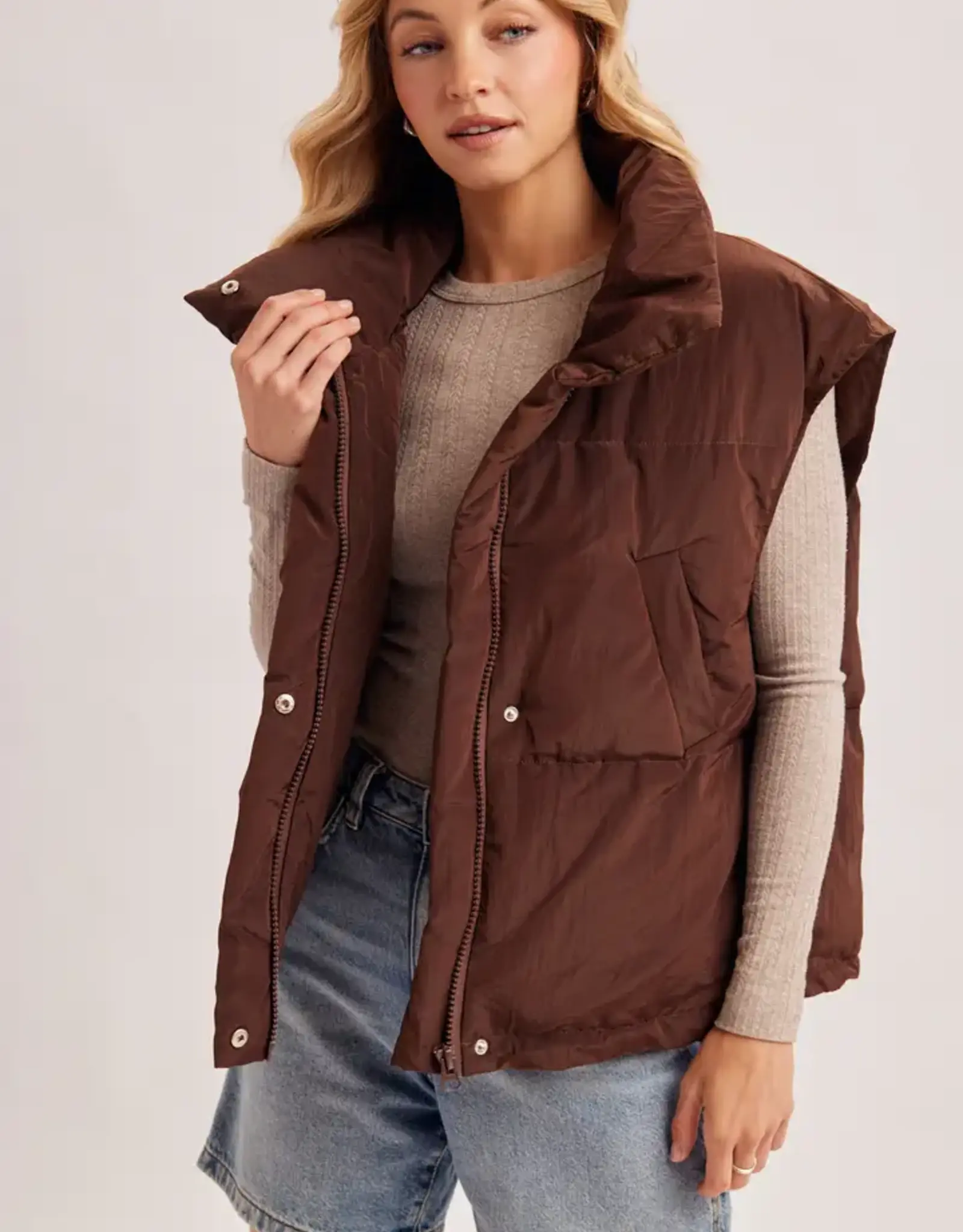 High Neck Quilted Puffer Vest