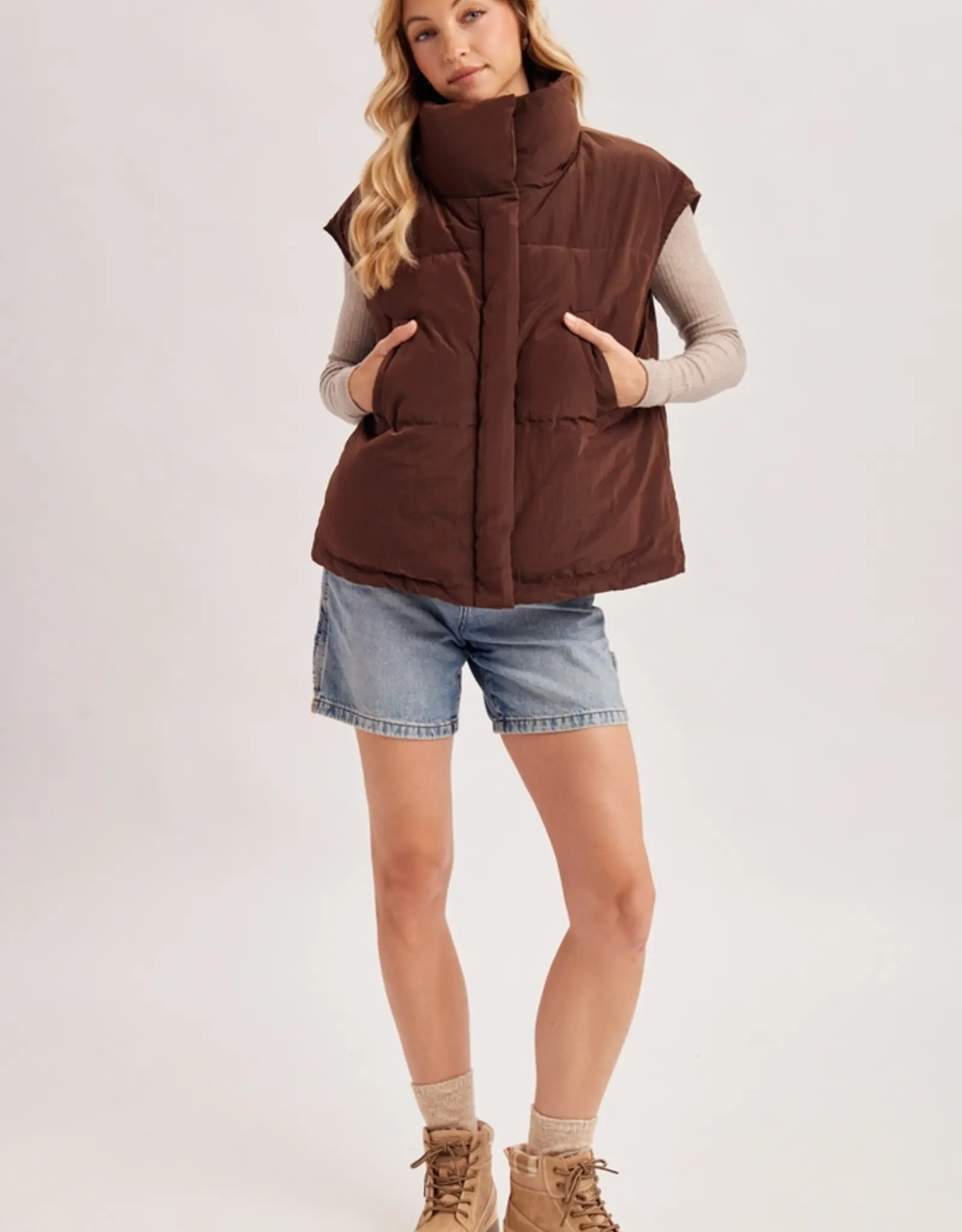 High Neck Quilted Puffer Vest