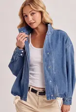 Funnel Neck Denim Jacket
