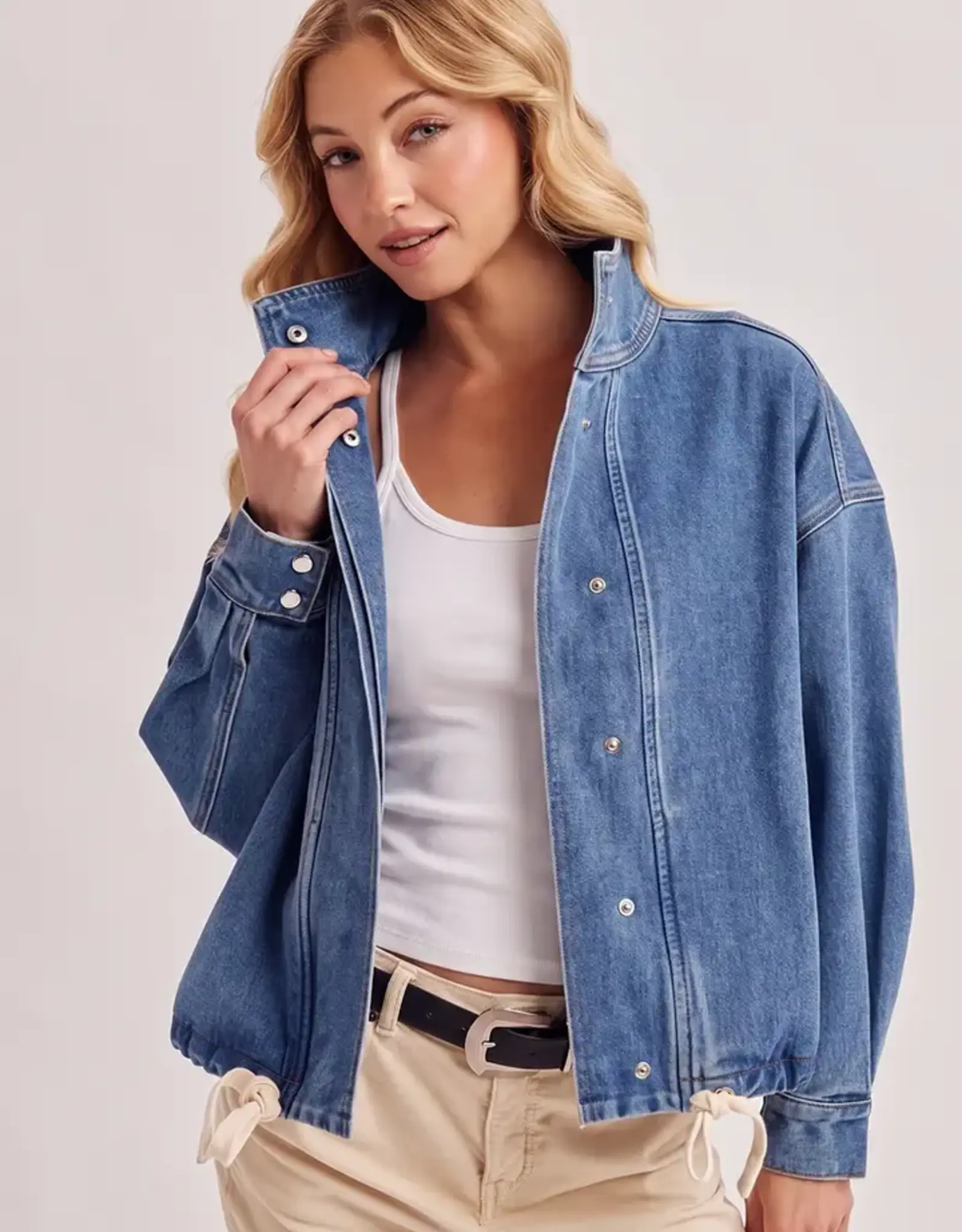 Funnel Neck Denim Jacket