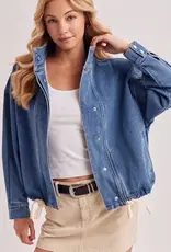 Funnel Neck Denim Jacket