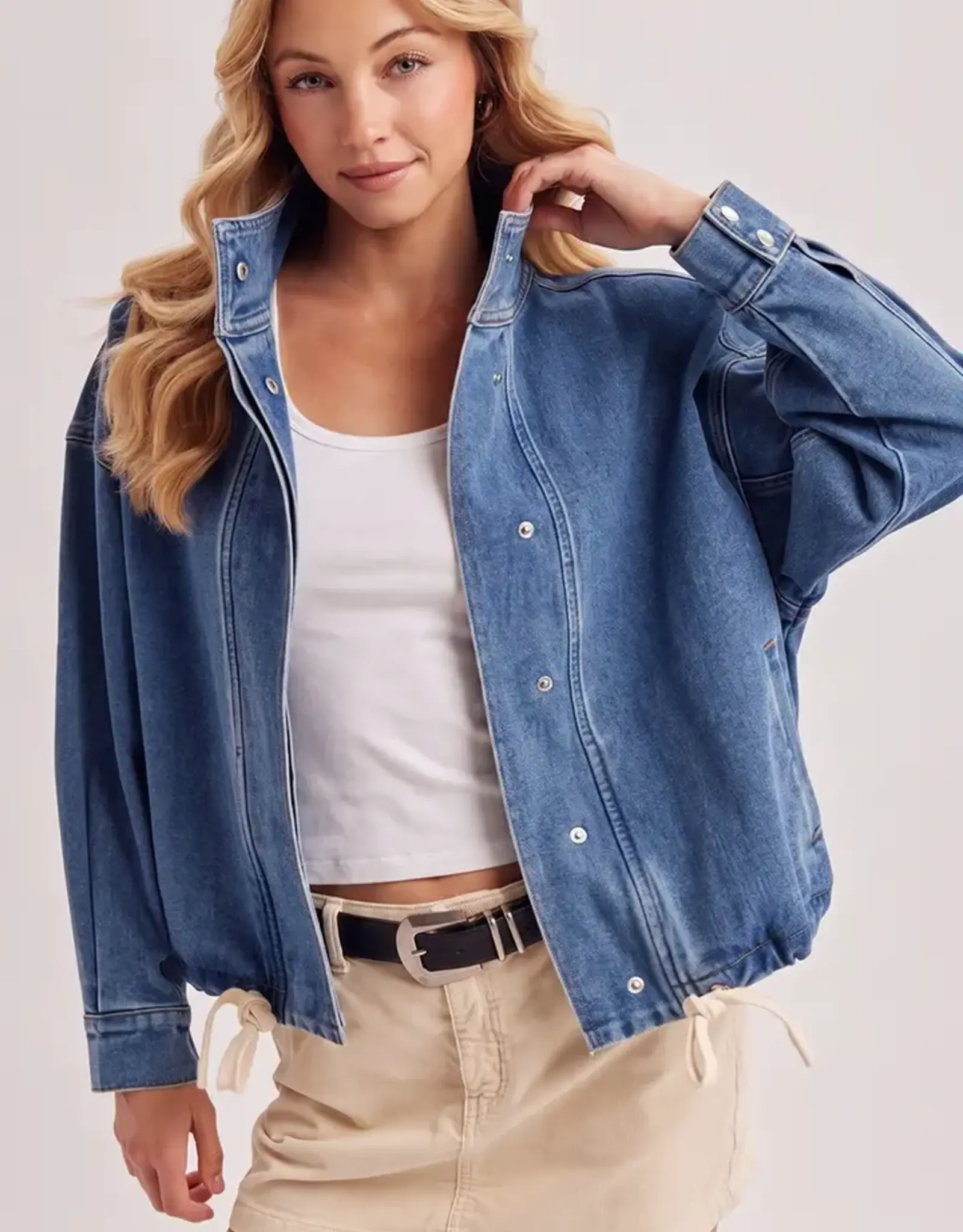 Funnel Neck Denim Jacket