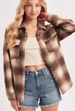 Snap Button Down Plaid Shacket