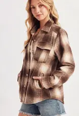Snap Button Down Plaid Shacket
